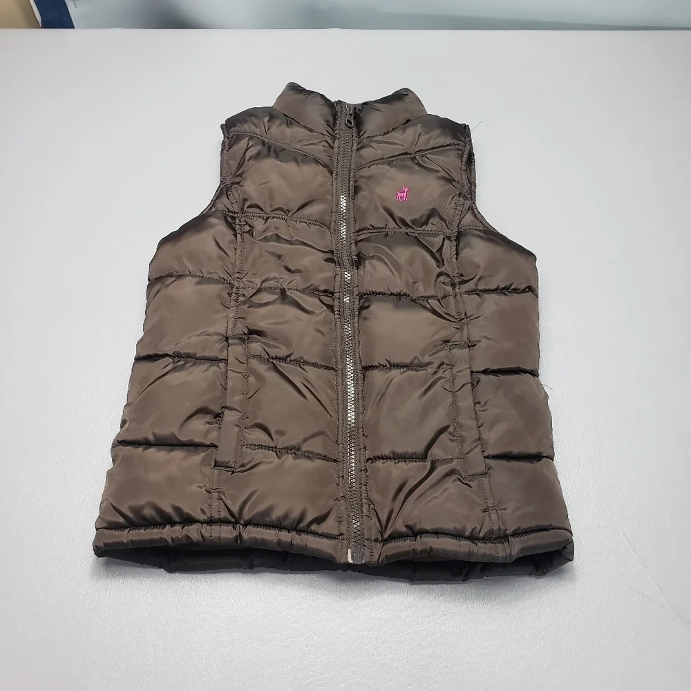 Old navy girls brown puffer winter vest size large